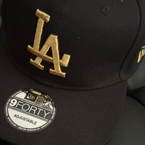 New Era Black Cap with Gold LA Logo